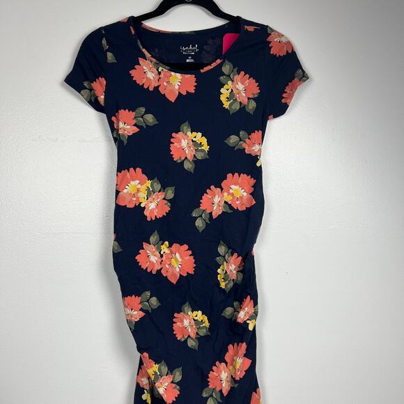 Isabel Maternity Blue Floral Print Short Sleeve T-Shirt Dress - S - NWT - Picture 3 of 7